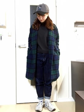 「ehka sopo（エヘカソポ）のアイテム（チェスターコート）」を使った、senさん（レディース・154cm）の冬コーディネート