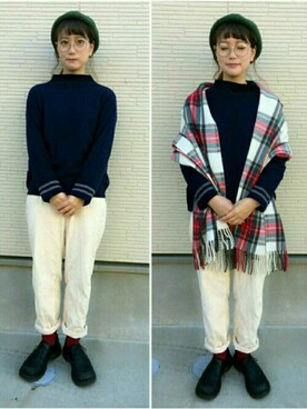 「PAR ICI」｜「アイテム（ハンチング/ベレー帽）」を使った、senさん（レディース・154cm）の秋コーディネート