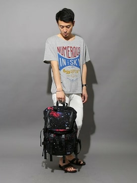 「STUDIOUS（ステュディオス）のアイテム（サンダル）」を使った、KANBARAさん（メンズ・180cm）の夏コーディネート