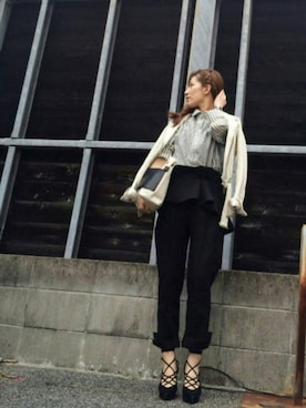 「FRAY I.D（フレイアイディー）のアイテム（クラッチバッグ）」を使った、ritononさん（レディース・156cm）の春コーディネート