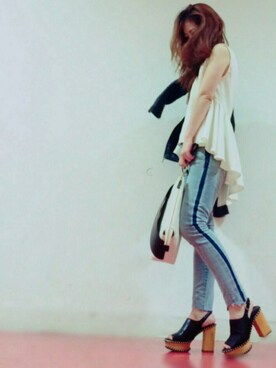 「FRAY I.D（フレイアイディー）のアイテム（クラッチバッグ）」を使った、ritononさん（レディース・156cm）の夏コーディネート