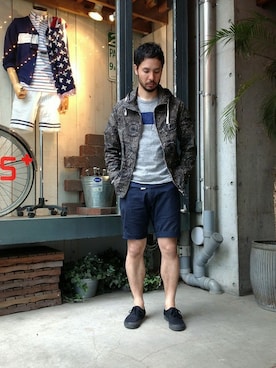 「BEAMS PLUS（ビームスプラス）のアイテム（Tシャツ/カットソー）」を使った、Hasebeさん（メンズ・171cm）の春コーディネート