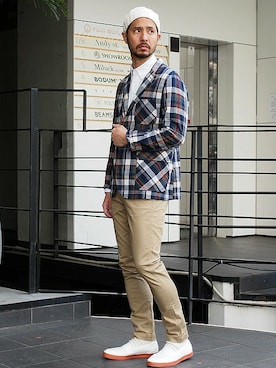 「BEAMS PLUS（ビームスプラス）のアイテム（帽子）」を使った、Hasebeさん（メンズ・171cm）の春コーディネート