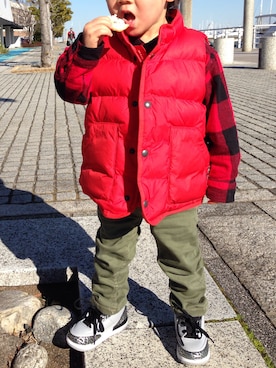 「アイテム（ベスト、レッド系）」を使った、yuuuumaさん（レディース・154cm）の冬コーディネート