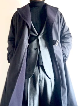 「COMOLI（コモリ）のアイテム（ダウンジャケット/コート）」を使った、tatsuyaさん（メンズ・176cm）の冬コーディネート