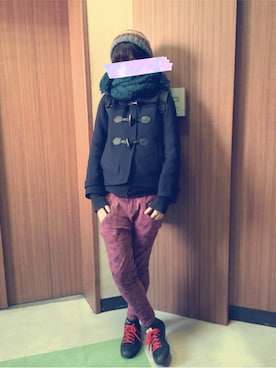 「HERE'S（HERE'S）のアイテム（ダッフルコート）」を使った、AOIさん（レディース・170cm）の冬コーディネート