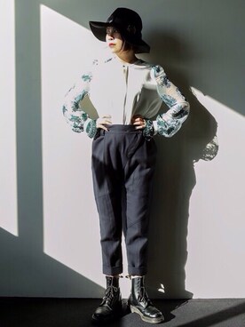 「UNIF（ユニフ）のアイテム（帽子）」を使った、CHIEさん（レディース・160cm）の秋コーディネート