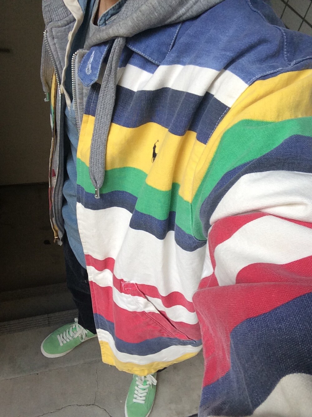 「ラルフローレン、Polo Ralph Lauren、古着、アメカジ、LoLife」｜「RALPH LAURENのPOLO RALPH LAUREN
SWING TOP
（ブルゾン、その他）」を使った、利夫パパさん（メンズ・165cm）の春コーディネートの1枚目の写真