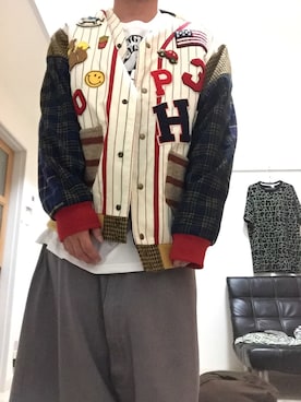 「HEIHEI（ヘイヘイ）のアイテム（スタジャン）」を使った、まーさん（メンズ・176cm）の冬コーディネート