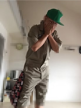 「アイテム（つなぎ/オールインワン、ベージュ系）」を使った、まーさん（メンズ・176cm）の夏コーディネート
