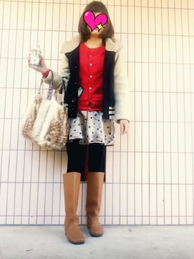 「COCUE（コキュ）のアイテム（バッグ）」を使った、まっきぃ〜さん（レディース・157cm）の冬コーディネート