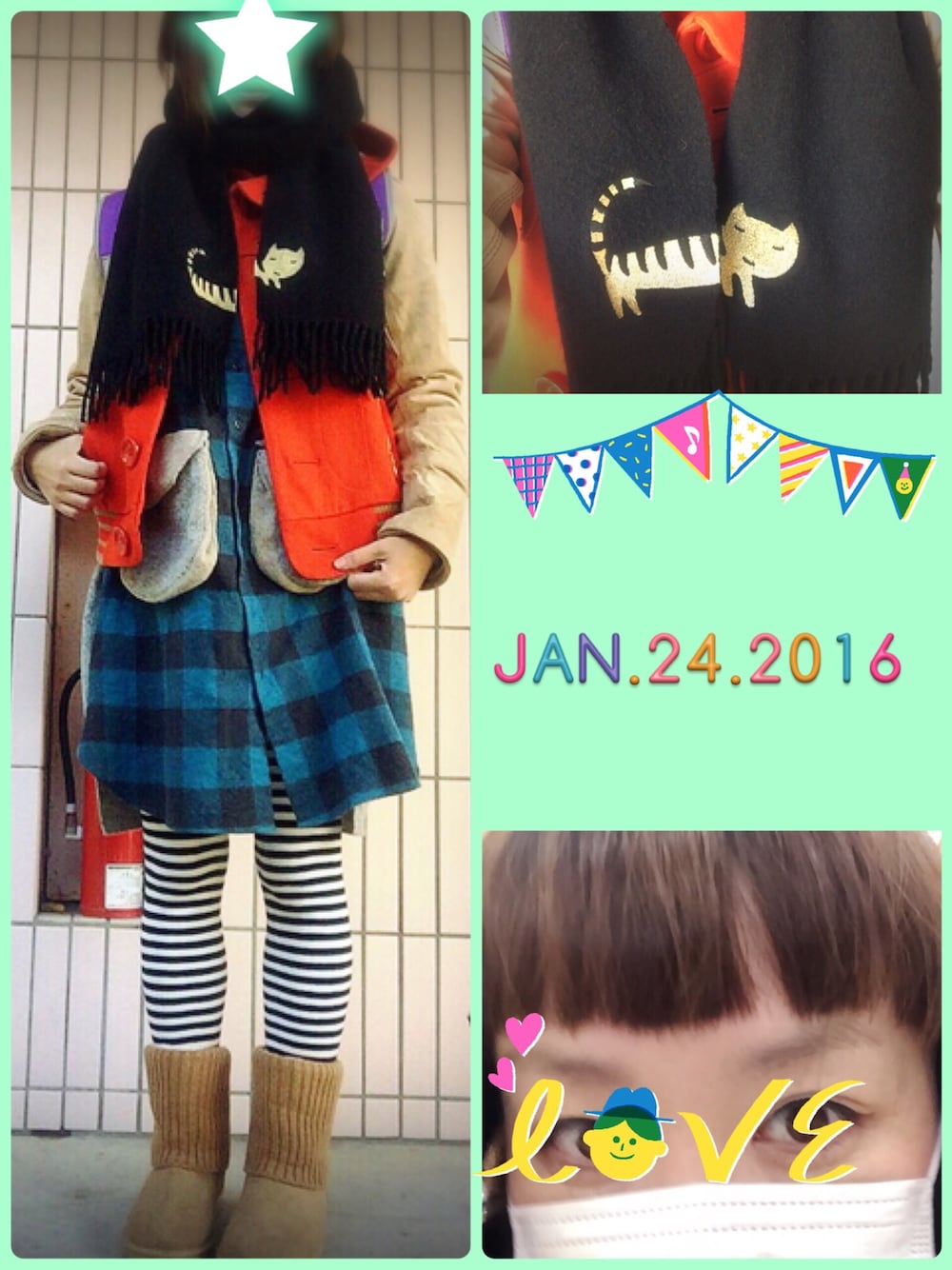 「おんざまゆげ」｜「franchelippeeの春ほうかごBZ（ブルゾン、その他）」を使った、まっきぃ〜さん（レディース・157cm）の冬コーディネートの1枚目の写真