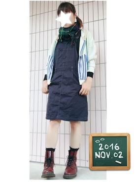 「mercibeaucoup,（メルシーボークー）のアイテム（ヘアゴム）」を使った、まっきぃ〜さん（レディース・157cm）の秋コーディネート
