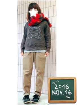 「muchacha nene（ムチャチャネネ）のアイテム」を使った、まっきぃ〜さん（レディース・157cm）の秋コーディネート