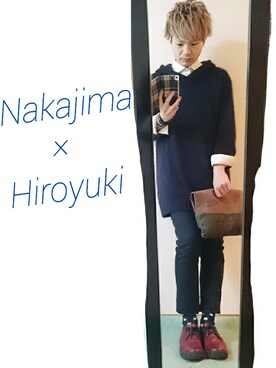「SHAREEF（シャリーフ）のアイテム（バッグ）」を使った、nakajiさん（メンズ・173cm）の冬コーディネート