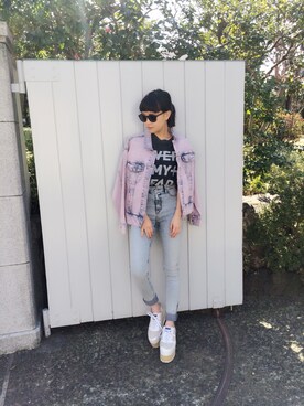 「g.v.g.v.」｜「アイテム（デニムジャケット）」を使った、Nao Shinmuraさん（レディース・156cm）の春コーディネート