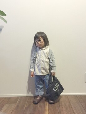 「アイテム（カーディガン/ボレロ）」を使った、so873さん（キッズ・80cm）の冬コーディネート