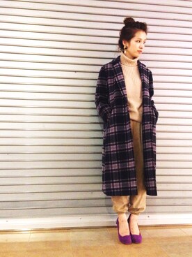 「Lily Brown」｜「アイテム（チェスターコート）」を使った、chihiro shigematsuさん（レディース・155cm）の秋コーディネート