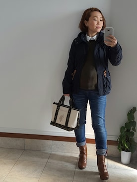 「アイテム（トートバッグ）」を使った、anjuさん（キッズ・90cm）の冬コーディネート