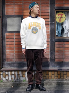 「シャツ×スウェット」｜「アイテム（帽子）」を使った、AQZAWAさん（メンズ・172cm）の秋コーディネート