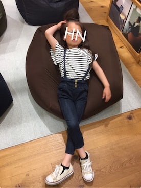 「JENNI（ジェニィ）のアイテム（オールインワン・サロペット）」を使った、monchamaさん（キッズ・120cm）の夏コーディネート