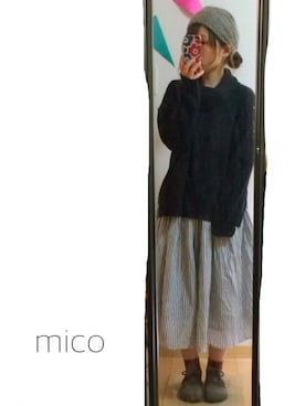 「黒ニット」｜m i c o ¨¨さん（レディース・147cm）の冬コーディネート