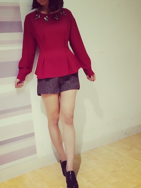 「ツイードパンツ」｜「アイテム（パンプス）」を使った、sayuさん（レディース・162cm）の秋コーディネート