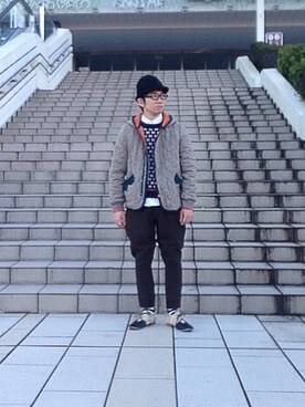 「FRAPBOIS（フラボア）のアイテム（その他アウター）」を使った、◯まるいろさん（メンズ・165cm）の冬コーディネート
