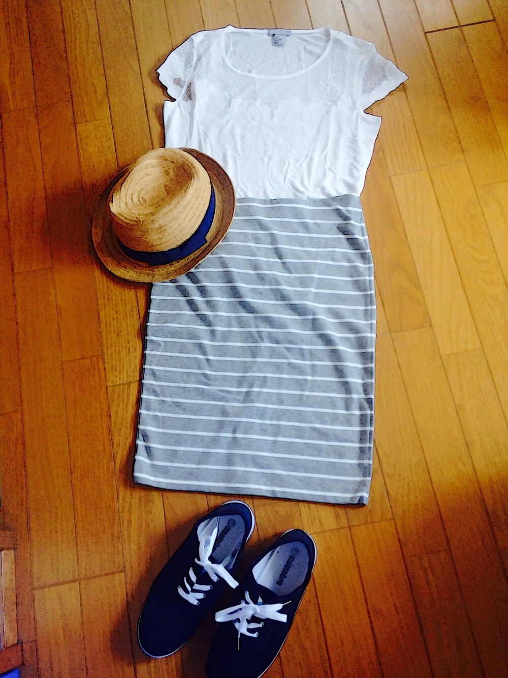 「H&Mのアイテム（シャツ/ブラウス、ホワイト系）」を使った、s@＊さん（レディース・156cm）の夏コーディネートの1枚目の写真
