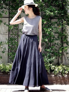 「マキシ」｜「アイテム（帽子）」を使った、mai*さん（レディース・170cm）の夏コーディネート