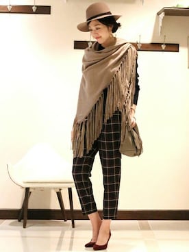 「クルーネックニット」｜mai*さん（レディース・170cm）の秋コーディネート