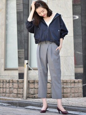 「ラップパンツ」｜「アイテム（ブルゾン）」を使った、mai*さん（レディース・170cm）の秋コーディネート