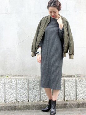 「Spick & Span（スピックアンドスパン）のアイテム（MA-1）」を使った、mai*さん（レディース・170cm）の秋コーディネート
