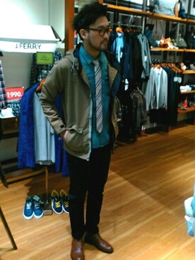 「アイテム（マウンテンパーカー）」を使った、Taka4さん（メンズ・188cm）の秋コーディネート