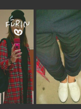 「シャツワンピース」｜「アイテム（オールインワン・サロペット）」を使った、FU-RINさん（レディース・158cm）の秋コーディネート