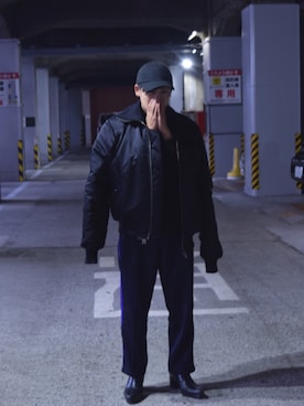 「JOHN LAWRENCE SULLIVAN（ジョンローレンスサリバン）のアイテム（ブルゾン）」を使った、Nakatomokiさん（メンズ・170cm）の秋コーディネート