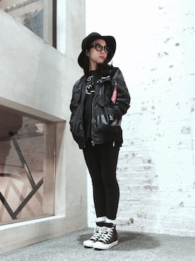 「アイテム（ナイロンジャケット）」を使った、PHANTACiさん（レディース・155cm・10代）の冬コーディネート