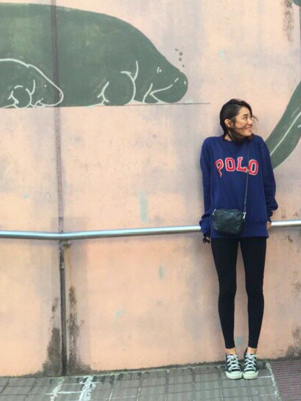「沖縄、ラフ、Polo Ralph Lauren、スウェット、travel、UNIQLO、converse、旅行、Okinawa、MARC BY MARC JACOBS」｜「POLO RALPH LAURENのアイテム（スウェット、ブルー系）」を使った、TAGUさん（レディース・154cm）の冬コーディネートの1枚目の写真