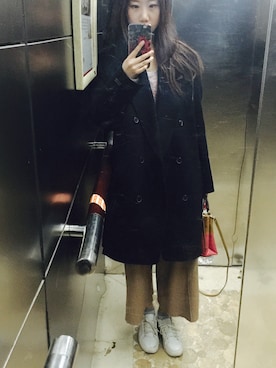 「アイテム（トートバッグ、オレンジ系）」を使った、木木青猫さん（レディース・163cm）の春コーディネート