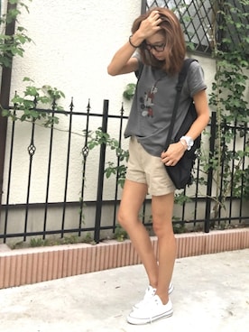 「CONVERSE（コンバース）のconverse（コンバース） ALL STAR OX（オールスターOX）（スニーカー）」を使った、C.E.M.◡̈︎さん（レディース・165cm）の夏コーディネート