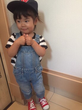 「コンバース ハイカット」｜「アイテム（オールインワン・サロペット）」を使った、nagisakiさん（キッズ・90cm）の春コーディネート