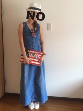 「海スタイル」｜「アイテム（帽子）」を使った、munmun☺︎さん（レディース・160cm）の夏コーディネート