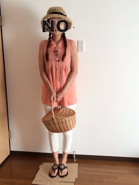 「シフォンブラウス」｜「アイテム（オールインワン・サロペット）」を使った、munmun☺︎さん（レディース・160cm）の夏コーディネート
