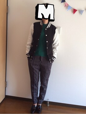 「サマーニット」｜「アイテム（スタジャン）」を使った、munmun☺︎さん（レディース・160cm）の夏コーディネート