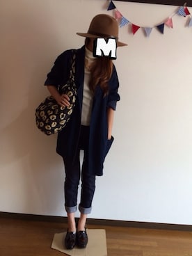 「腕まくり」｜「アイテム（その他アウター）」を使った、munmun☺︎さん（レディース・160cm）の秋コーディネート