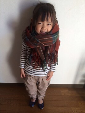 「H&M DIVIDED（エイチアンドエム　ディヴァイデッド）のアイテム（バレエシューズ）」を使った、munmun☺︎さん（キッズ・90cm）の秋コーディネート