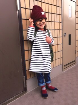 「H&M DIVIDED（エイチアンドエム　ディヴァイデッド）のアイテム（バレエシューズ）」を使った、munmun☺︎さん（キッズ・90cm）の冬コーディネート