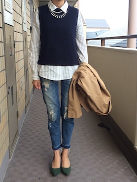 「切りっぱなし」｜「アイテム（パンプス）」を使った、munmun☺︎さん（レディース・160cm）の冬コーディネート
