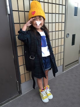 「ショーパン」｜「アイテム（ワンピース/ドレス）」を使った、munmun☺︎さん（キッズ・100cm）の秋コーディネート