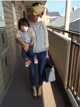 「SEA（シー）のネイビーカゴバッグM（かごバッグ）」を使った、munmun☺︎さん（レディース・160cm）の秋コーディネート